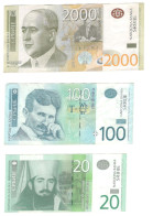 Serbia 2000 + 100 + 20 Dinara - Nice Et Of 3 Circulated Banknotes - Serbien