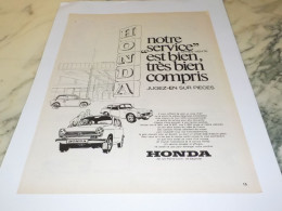 ANCIENNE PUBLICITE APRES VENTE HONDA 1968 - Voitures