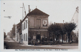 Villeneuve La Guyard 89 : AU BON COIN  , Café Tabac  Vers 1920 , Gendarmes . Route De Villethierry . - Cafés