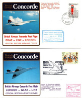 Concorde BA - London Graz Linz AR 1981 - First Flight 1er Vol Erstflug - - First Flight Covers