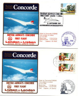Concorde BA - London Lisbon Lisboa AR 1981 - First Flight 1er Vol Erstflug - Lisbonne - Covers & Documents