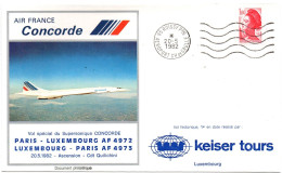 Concorde Air France - Paris Luxembourg 1982 - First Flight 1er Vol Erstflug - Keiser Touts - Covers & Documents