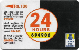 Sri Lanka - Lanka Pay Phones (GPT) - 24 Hours Customer Service - 38SRLA (Normal 0, Letter B) - 100Rs, 100.000ex, Used - Sri Lanka (Ceilán)