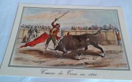 CPA CPSM   COURSE DE TOROS VEILLE GRAVURES DE 1820  TORERO  S APPRETE A TUER LE TORO - Taureaux