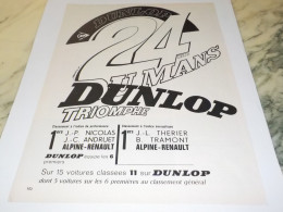 ANCIENNE PUBLICITE 24 H DU MANS  PNEU DUNLOP 1968 - Autres & Non Classés