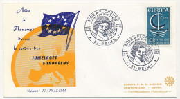 FRANCE - Env 0,30 Europa Obl Temporaire "Aide à Florence - Jumelage Européen" REIMS 17/12/1966 - Cartas & Documentos
