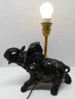 -BELLE LAMPE VINTAGE CERAMIQUE ELEPHANT NOIR & DORURES COLLECTION DECO XXe     E - Lighting & Lampshades