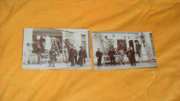 LOT 2 CARTES POSTALES PHOTOS ANCIENNES NON CIRCULEES DATE ?../ SCENE POSE D'UNE VITRE COMMERCE ?..TRES ANIMEES.. - Autres & Non Classés