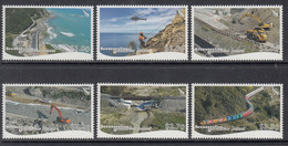 2018 New Zealand  Reconnecting Construction Roads Excavators Trucks Helicopters Complete Set Of 6 MNH @ BELOW FACE VALUE - Unused Stamps