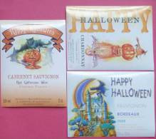 Lot De 3 Etiquettes Vins Halloween - Colecciones & Series