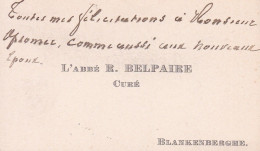 BLANKENBERGHE Curé Abbé BELPAIRE Carte De Visite Vers 1893 - Cartes De Visite