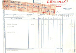 Facture G.H.Mumm & C°. Sté Vinicole De Champagne à Reims En 1965 - Format : 28x21 Cm - Facturas
