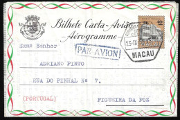 Aerogramme Macau China Chine - Macau Macao Franquia 20 Avos Sobre 40 Avos - Bilhete Carta Avião Aerograma - Postal Stationery