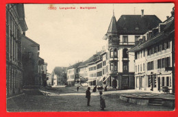 ZVE-20  Langenthal Marktgasse  Belebt.   Gelaufen 1912.   Eckfalte Albert Suter 1910  - Langenthal
