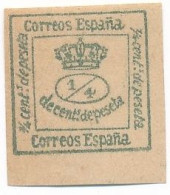 Spain - 1872 Royal Crown 1/4c MH* SG 187 Sc 174 - Neufs