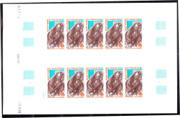 ST. PIERRE & MIQUELON(1976) Basketball Game. Maple Leaf. Full Sheet Of 10 Imperforates. Scott 448, Yvert No 460. - Sin Dentar, Pruebas De Impresión Y Variedades