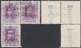 Andorre (Espagnole) 1928 - Timbres  Oblitérés. Yvert Nr.: 5. Michel Nr.: 5. Bloc De 3. Avec Variétée.....AR50-00116 - Usati