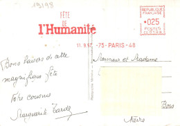 19198 EMA France 1957 Fête De L'Humanité Sur Carte Postale De La Manifestation ( MONTREUIL ) )(2 Scans) - Affrancature Meccaniche Rosse (EMA)
