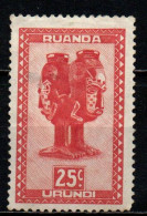 RUANDA URUNDI - 1948 - “Mbuta,” Sacred Double Cup Carved With Two Faces, Man And Woman - MH - Ungebraucht