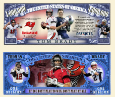 USA - FANTASY NOTE -  TOM  BRADY , AMERICAN  FOOTBALL  PLAYER  - UNC - Altri & Non Classificati