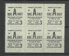 USA - Fuel Gasoline Ration Stamp 6-block (*) - Sin Clasificación