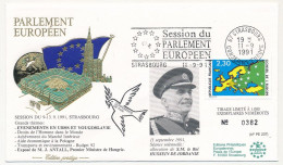 FRANCE - Env 2,30 Conseil Eur. OMEC Strasbourg Session Parlement Européen 11/9/1991 - S.M. Roi Hussein De Jordanie - Cartas & Documentos