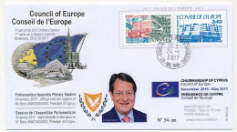 FRANCE - Env 2,00 + 3,40 Conseil Eur. - Cad Strasbourg Conseil Europe 24/1/2017 - Présidence De Chypre - Brieven & Documenten