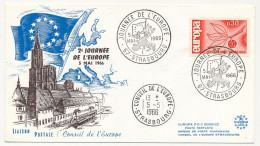 FRANCE - Env. 0,30 Europa - Cachet Temporaire "Journée De L'Europe - Strasbourg" 5/5/1966 + Cad Conseil Europe - Bolli Commemorativi