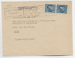 FRANCE MAZELIN 1FR30 SURCHARGE 1FR PAIRE LETTRE PARIS 5 FEVR 1948 TARIF IMPRIME - 1945-47 Ceres Of Mazelin