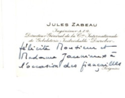 Soignies ,Jules Zabeau ,  Ingénieur AIG , Directeur Durobor - Cartes De Visite