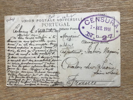 CPA  Caldas Da Rainha Rua D’à  Matta  Censura 7 Set 1916 No 27 Lisbonne A Châlon Sur Saone - Poststempel (Marcophilie)