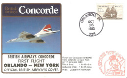 CONCORDE PREMIER 1er VOL FIRST FLIGHT BRITISH AIRWAYS  ORLANDO  NEW YORK   OCT 1983 - Autres & Non Classés