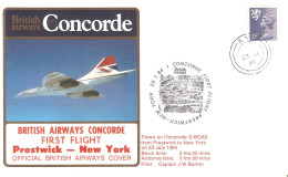 CONCORDE PREMIER 1er VOL FIRST FLIGHT BRITISH AIRWAYS  PRESTWICK  NEW YORK   1984 - Altri & Non Classificati