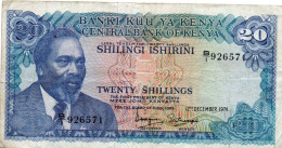 KENYA 20 SHILLINGS 1974  P-13a  CIRC. - Kenia