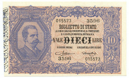 10 LIRE BIGLIETTO DI STATO EFFIGE UMBERTO I 19/05/1923 SUP+ - Andere