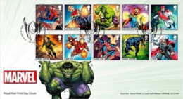 GROSSBRITANNIEN GRANDE BRETAGNE GB 2019 MARVEL COMICS SET 10V. FDC SG 4182-91 MI 4337-46 YT 4749-58 SC 3820-29 - 2011-2020 Decimal Issues