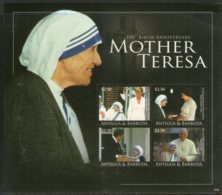 Delcampe - Antigua & Barbuda 2010 Mother Teresa Of India Nobel Prize Winner Sc 3101 M/s MNH # 9465 - Mutter Teresa