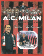 -- BERLUSCONI --  MILAN AC - 2011 Mozambique   - Souvenir Sheet IMPERF - Clubs Mythiques