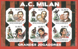 Football MILAN AC - 2011 Mozambique   - Miniature Sheet IMPERF Baresi MALDINI - Clubs Mythiques