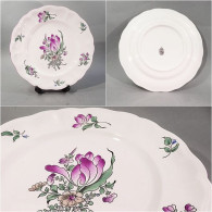 + ASSIETTE PLATE DEMI PORCELAINE KG LUNEVILLE REVERBERE - Heure Tulipe Fleur - Lunéville (FRA)