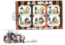 Football MILAN AC - 2011 Mozambique - FDC Miniature Sheet RIVERA Baresi MALDINI - Clubs Mythiques