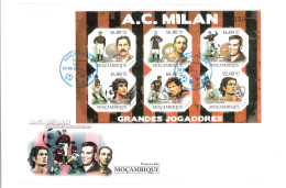 Football MILAN AC - 2011 Mozambique - FDC IMPERF Miniature Sheet RIVERA Baresi - Clubs Mythiques