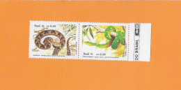 BRASILIEN BRASIL 1991  Postfrisch**MNH  MICHEL-Nr. 1415-1416  = REPTILIEN  # SCHLANGEN  # Naturschutz: Reptilien - Serpents