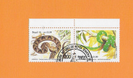 BRASILIEN BRASIL 1991  Gestempelt°used  MICHEL-Nr. 1415-1416 (Rand) = REPTILIEN  # SCHLANGEN  # Naturschutz: Reptilien - Serpents