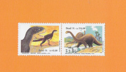 BRASILIEN BRASIL 1991  Postfrisch**MNH  MICHEL-Nr. 2417-2418  = REPTILIEN  # DINOSAURIER - Fossils