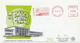 FRANCE - Env 25eme Anniversaire Conseil De L'Europe - EMA Strasbourg 6/5/1974 Empreinte à 0 - EMA (Print Machine)