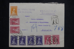 TURQUIE - Enveloppe En Recommandé Pour L'Italie En 1930, Affranchissement Varié - L 144069 - Lettres & Documents
