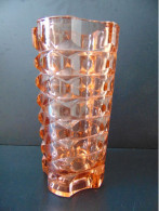 Vase En Verre Carré, Orange, Motifs Géométriques - Vasi