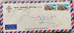 EGYPT 1980, COVER USED TO USA, NEW WINTER PALACE HOTEL, LUXOR, 2 STAMP, PYRAMID, AEROPLANE, ARCHELOGY, BUILDING, HERITAG - Brieven En Documenten