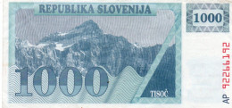 SLOVENIA 1000 TOLARJEV 1992 P-9b  XF PREFIX AP - RARA - Slovénie